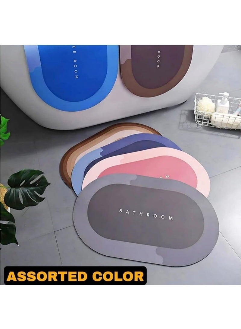 Luxury non-slip bathroom mat, multi-layered with superior water absorption and a rubberized surface. Bathroom mat suitable for bathroom and kitchen floors. Comes in (multiple colors randomly). - Image 2